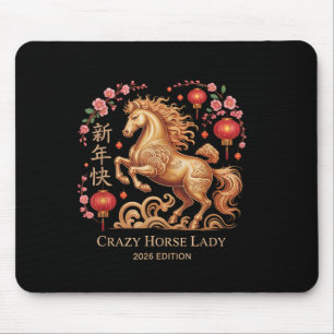 Festive 2026 New Year Crazy Horse Lady Fortune Cow Mouse Pad