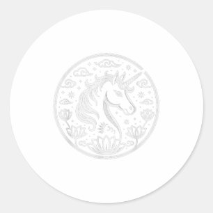 Festive 2026 Unicorn Year Of Horse Lunar Lady Zodi Classic Round Sticker