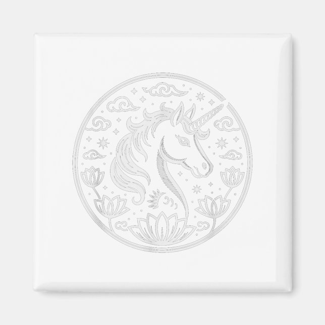 Festive 2026 Unicorn Year Of Horse Lunar Lady Zodi Magnet (Front)