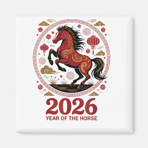 Festive 2026 Year Of Horse Fortune Cowgirl Lunar R Magnet