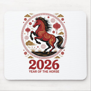 Festive 2026 Year Of Horse Fortune Cowgirl Lunar R Mouse Pad