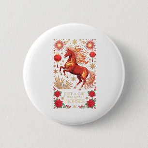 Festive 2026 Year Of The Horse Zodiac Cowgirl Fort 6 Cm Round Badge