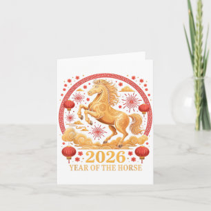 Festive 2026 Year Of The Horse Zodiac Cowgirl Fort Card