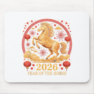 Festive 2026 Year Of The Horse Zodiac Cowgirl Fort Mouse Pad