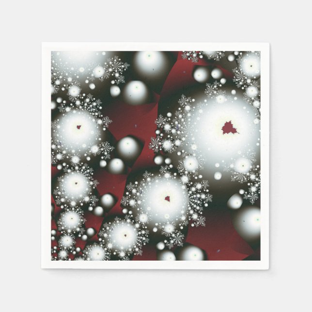 Festive 2 Winter Snowflakes Fine Fractal Art Napkin (Front)