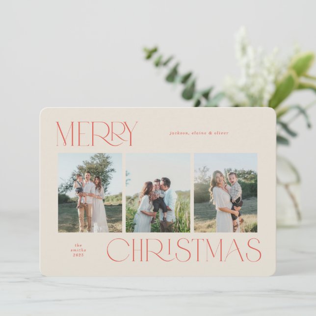 Festive 3-Photo Christmas Card (Standing Front)