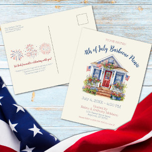 Festive 4th of July Barbecue Picnic Invitation Postcard