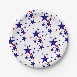 Festive 4th of July Party Stars Red White Blue Paper Plate