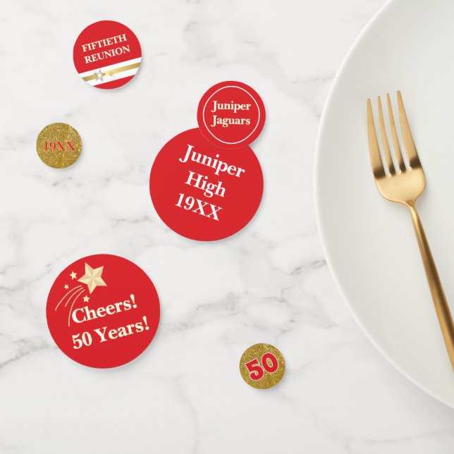 Festive 50th Class Reunion Table Confetti (Group)