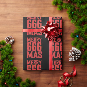 Festive 666 Merry Christmas Rock & Metal Santa Wrapping Paper