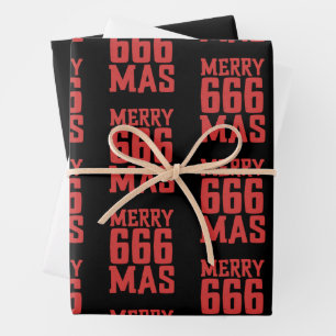 Festive 666 Merry Christmas Rock & Metal Santa  Wrapping Paper Sheet