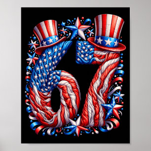 Festive 67 Meme Aamerican Flag Usa Kids Poster