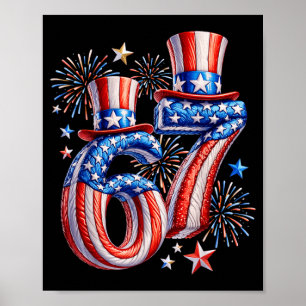 Festive 67 Meme Aamerican Flag Usa Kids Poster