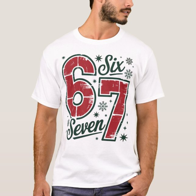 Festive 6 7 Retro Christmas theme T-Shirt (Front)