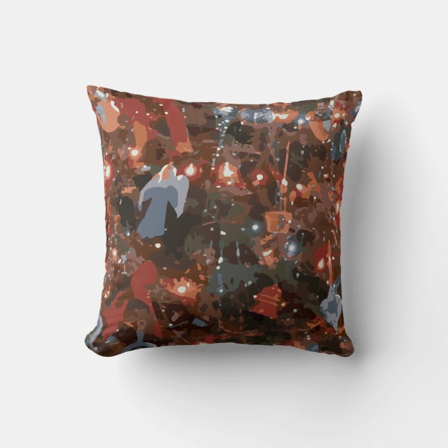Festive Abstract Close Up Christmas Tree Lights Cushion (Front)