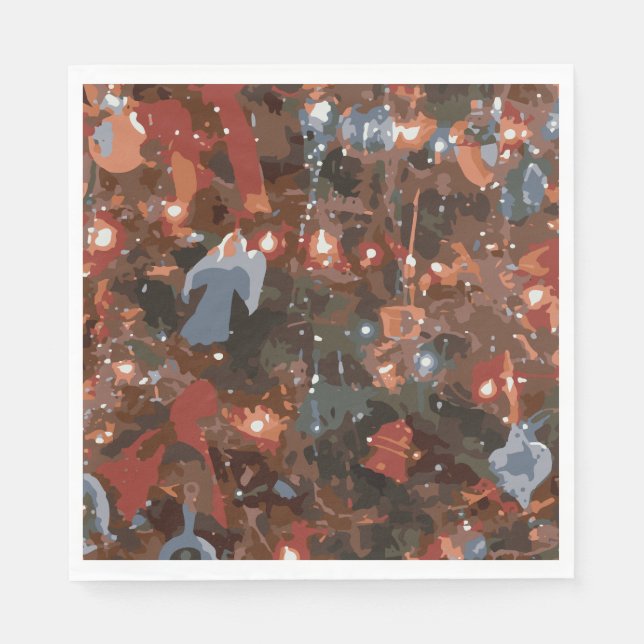 Festive Abstract Close Up Christmas Tree Lights Napkin (Front)