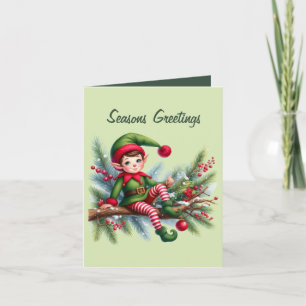 Festive add message Christmas elf  Holiday Card