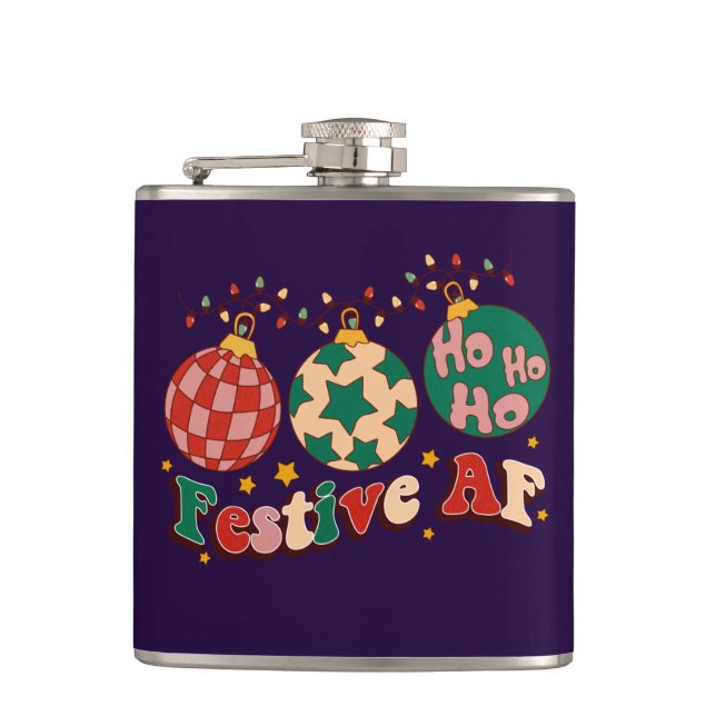 Festive AF Christmas Adult Stocking Stuffer Hip Flask (Front)