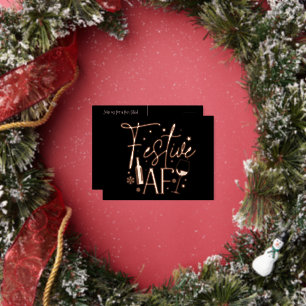 Festive AF Christmas Party Invitation Black Gold