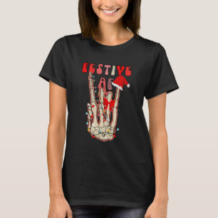 Festive Af Retro Christmas Happy Holidays Skeleton T-Shirt
