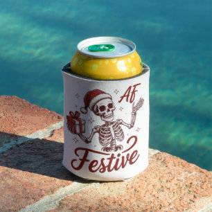 Festive Af Skeleton Snarky Christmas Sarcastic Can Cooler