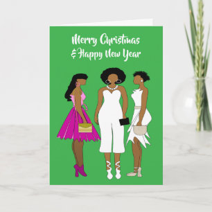 Festive African American Christmas Card