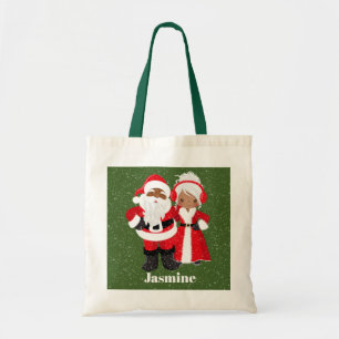 Festive African American Santa Mrs. Claus Tote Bag