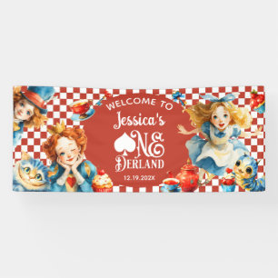 Festive Alice in ONEDERLAND 1st Birthday WELCOME Banner