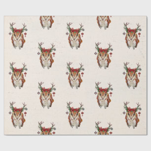 FESTIVE AMBER OWL Wrapping Paper