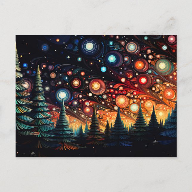 Festive and abstract Christmas Tree Greeting Card (Front)