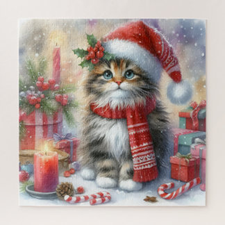 Festive and Adorable, Cozy Christmas Kitten Jigsaw Puzzle