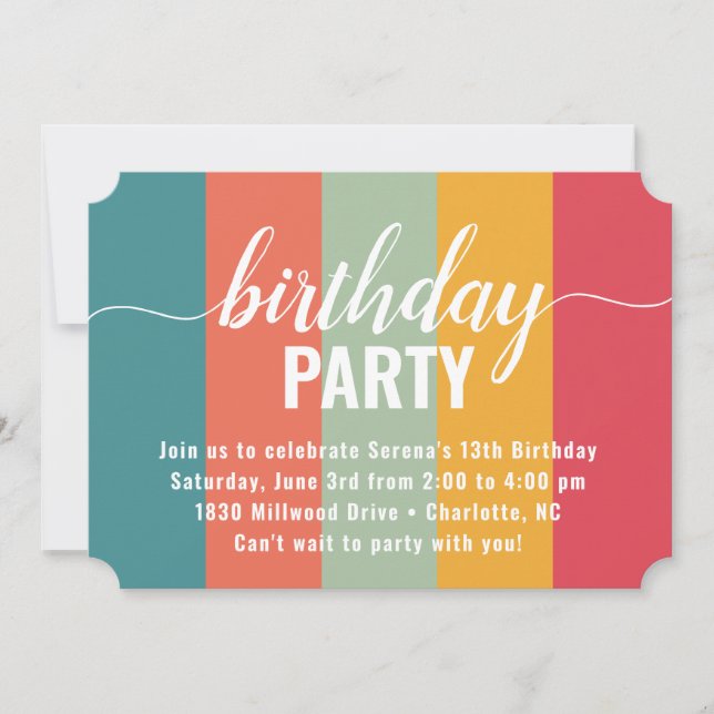 Festive and Bold Colour Swatch Birthday Invitation (Front)