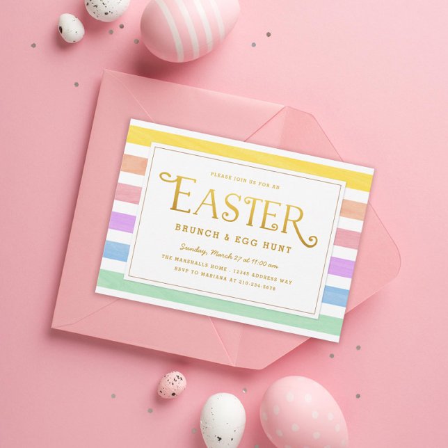 Festive and Bright Pastel Stripe Easter Invitation (Creator Uploaded)