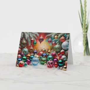 Festive and Colorful Christmas Ornaments Card