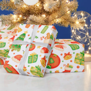 Festive and Colourful Christmas Pattern Wrapping Paper