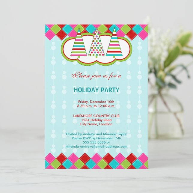 Festive and Colourful Holiday Season Party Invitation (Standing Front)