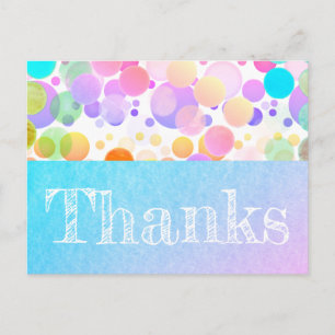 Festive and colourful party "Thank you" postcard. Postcard