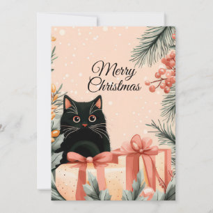Festive and cute Cat Christmas Greeting Card