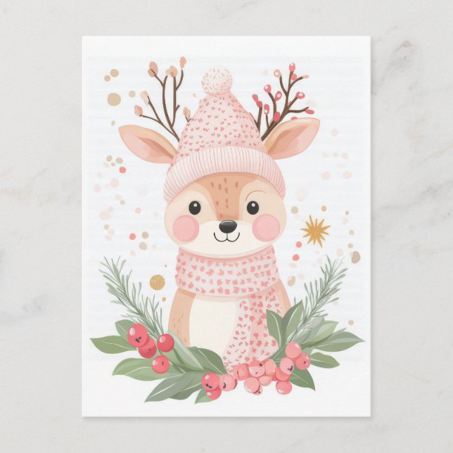 Festive and cute Christmas Greeting Postcard (Front)