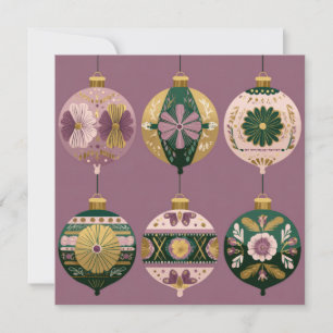 Festive and elegant Christmas Baubles Greeting Card
