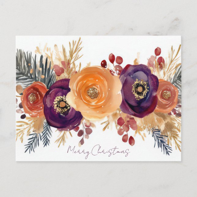 Festive and elegant Christmas Greeting Postcard (Front)