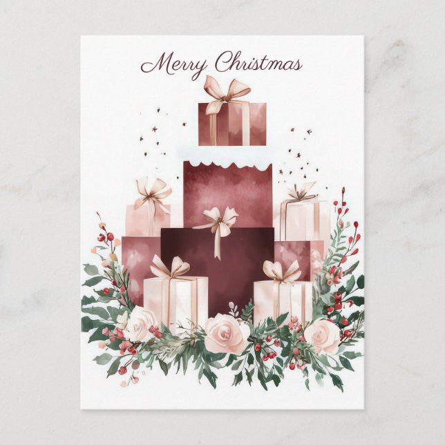 Festive and elegant Christmas Greeting Postcard (Front)