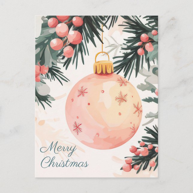 Festive and elegant Christmas Greeting Postcard (Front)