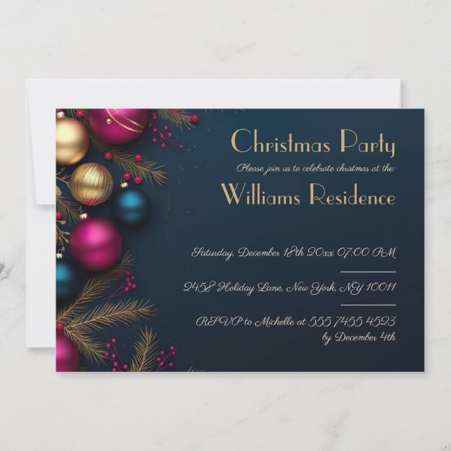 Festive and elegant Christmas Party Invitation (Front)