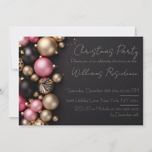 Festive and elegant Christmas Party Invitation (Front)