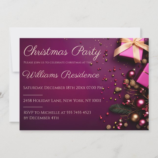 Festive and elegant Christmas Party Invitation (Front)