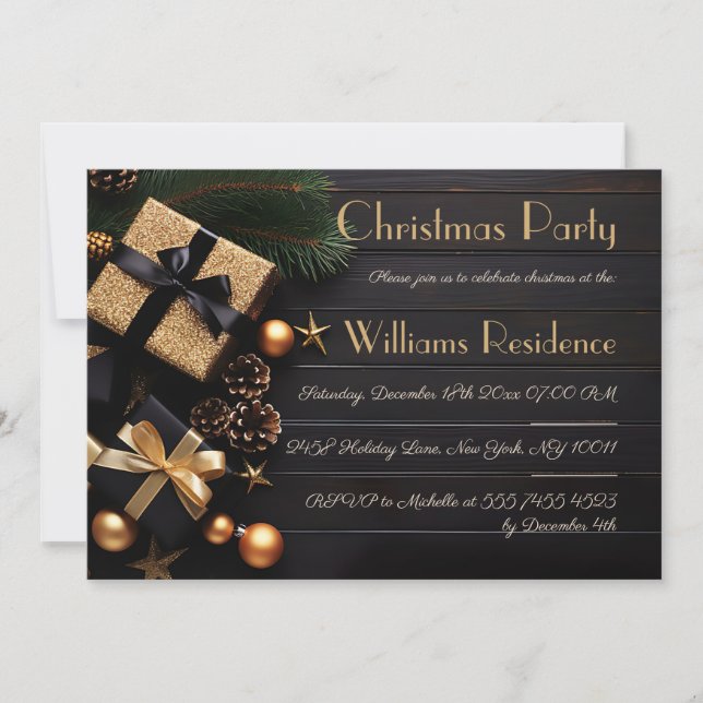 Festive and elegant Christmas Party Invitation (Front)