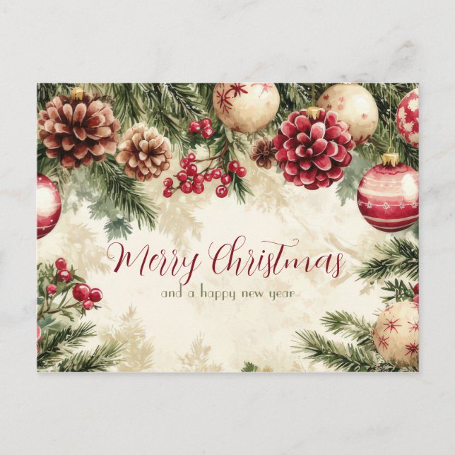 Festive and elegant Christmas Postcard (Front)