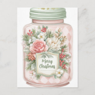 Festive and elegant Pastel Christmas Cookie Jar Holiday Postcard