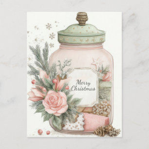 Festive and elegant Pastel Christmas Cookie Jar Postcard
